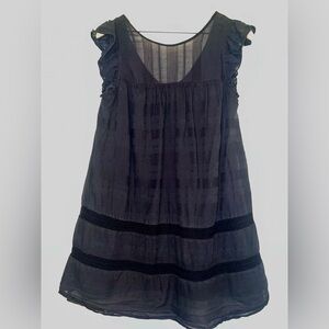 REBECCA MINKOFF flutter sleeve lightweight black babydoll dress, size medium